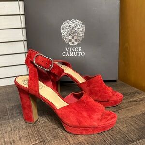 Vince Camuto Bold Red Suede Heels